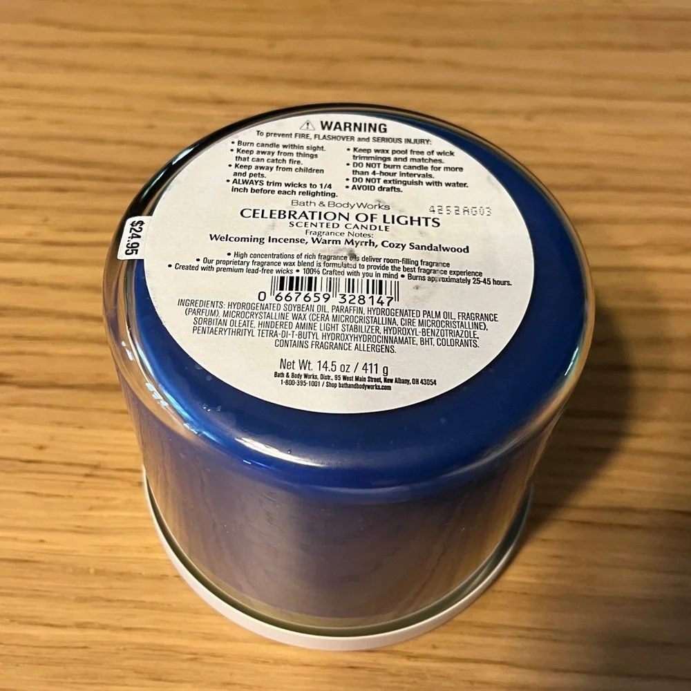 Bath & Body Works 3 Wick Candle. Happy Hanukkah Celebration Of Lights.